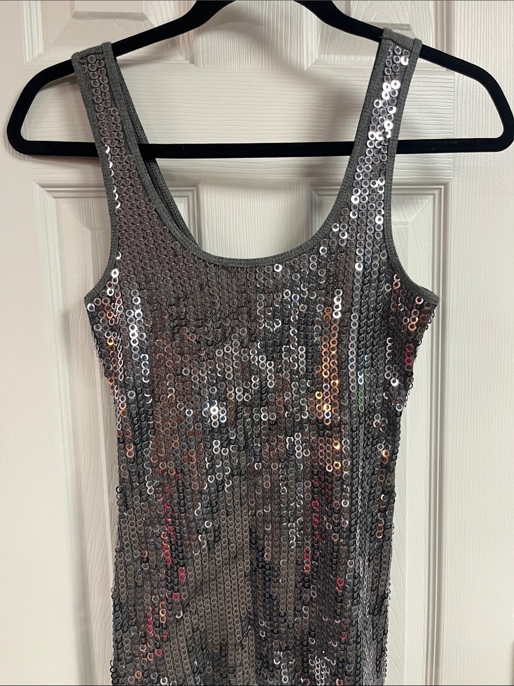 Express Silver Sequin Tank Top